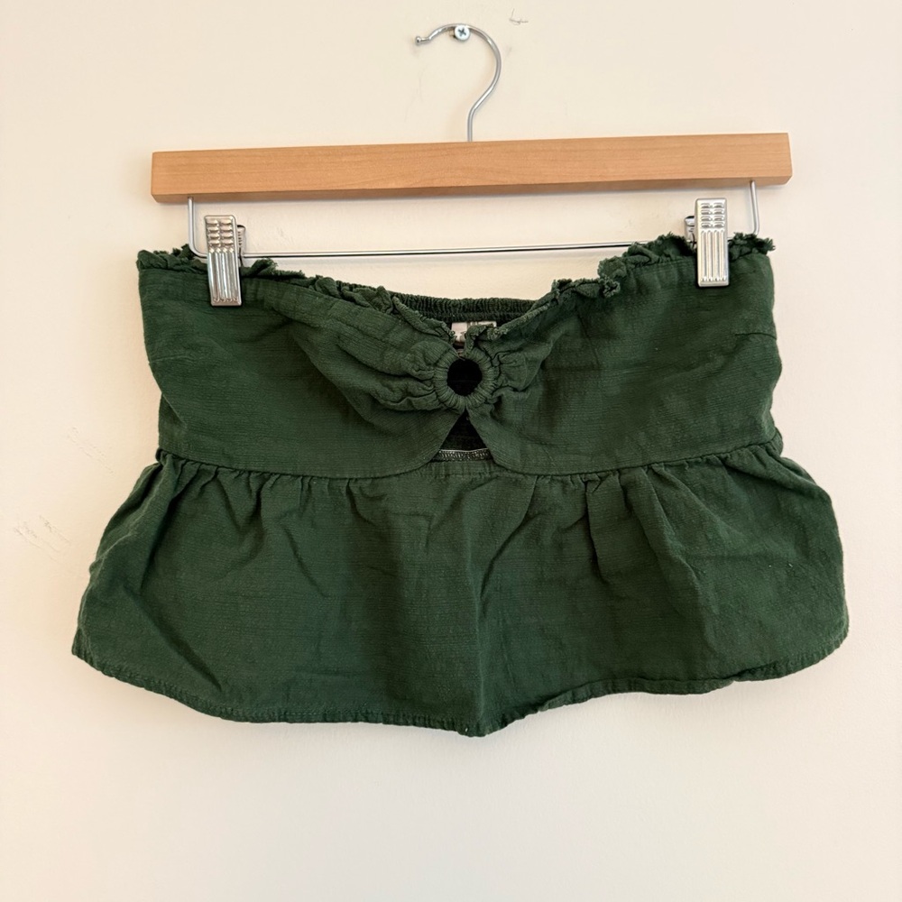 Green Cotton Strapless Crop Top Size M Me to We